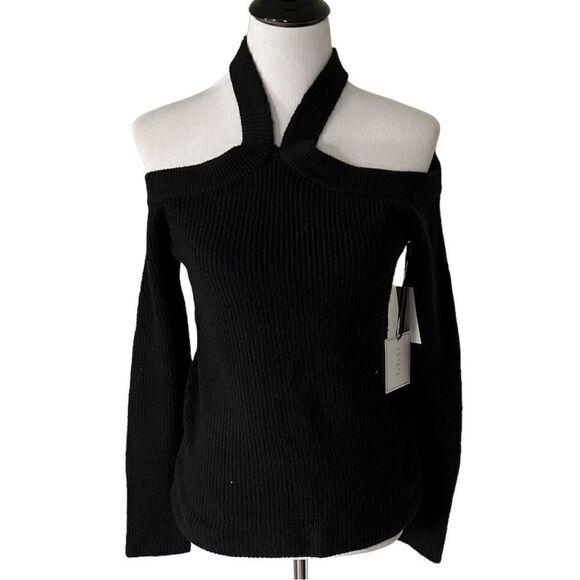 🆕 1 State Cold  Midnight Garden Shoulder Ribbed Knit Pullover Sweater size M - Picture 2 of 7